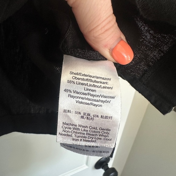 DKNY Black Oversized Boxy Short Sleeve Blouse - Linen - Picture 4 of 4